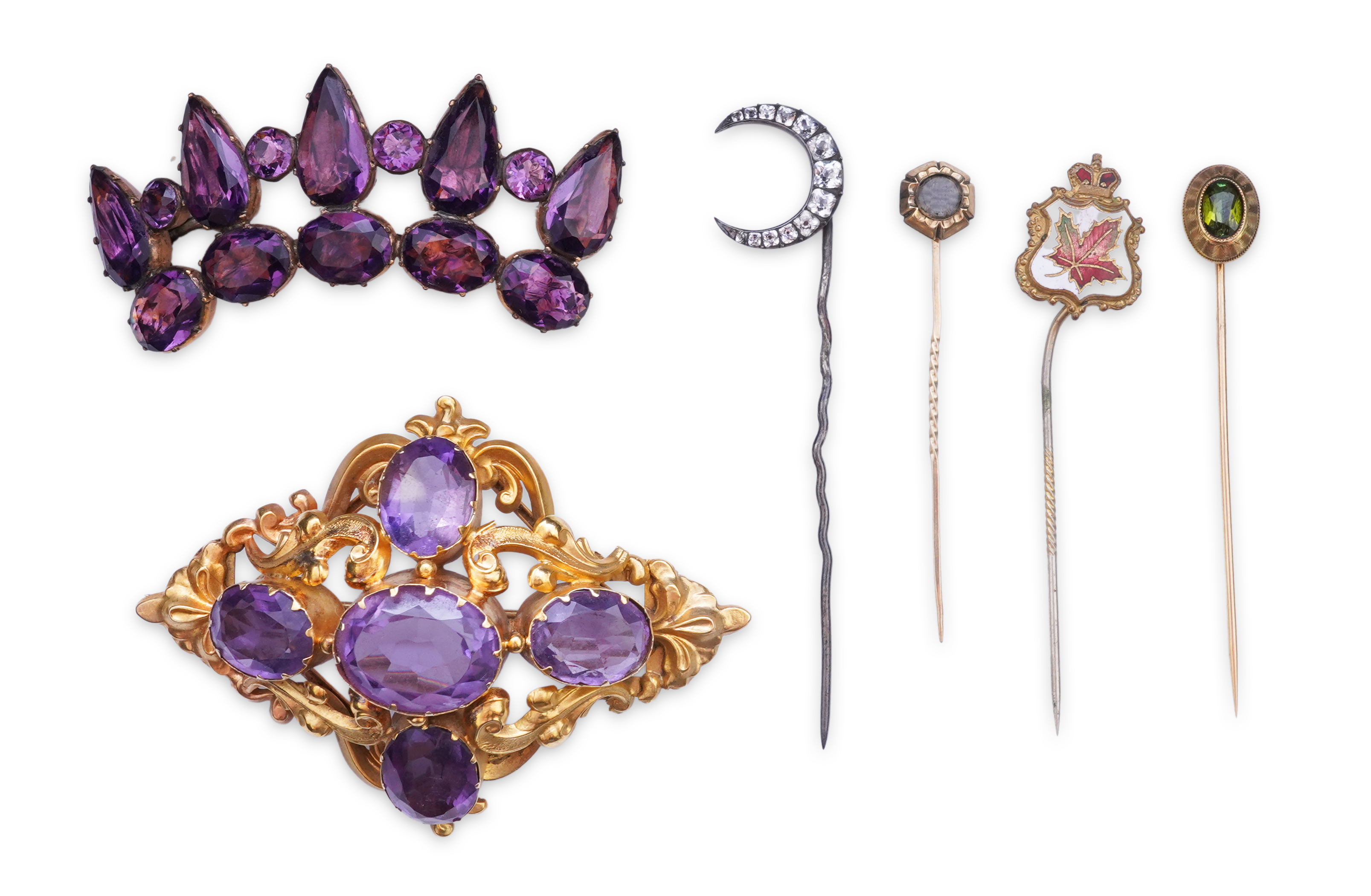 A collection of jewels including a Georgian paste brooch, early 19th century